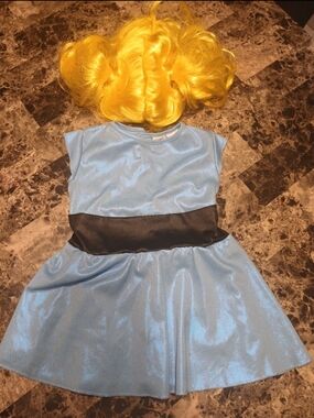Cartoon Network Light Blue Dress with Black Sash and Yellow Wig